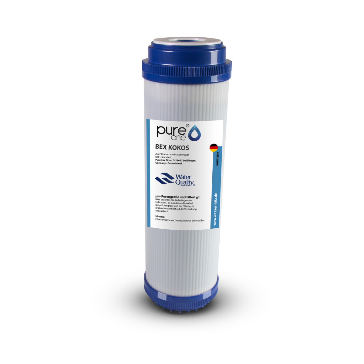 100% Aktivkohlegranulat mit Sediment Vorfilter PureOne BEX Filterkartusche 